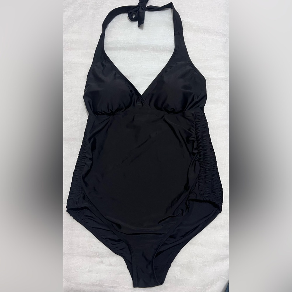 Black maternity one piece swimming suit
